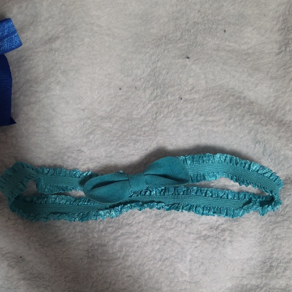 Blue and Teal Kids Hair Bow Set - Picture 3 of 6